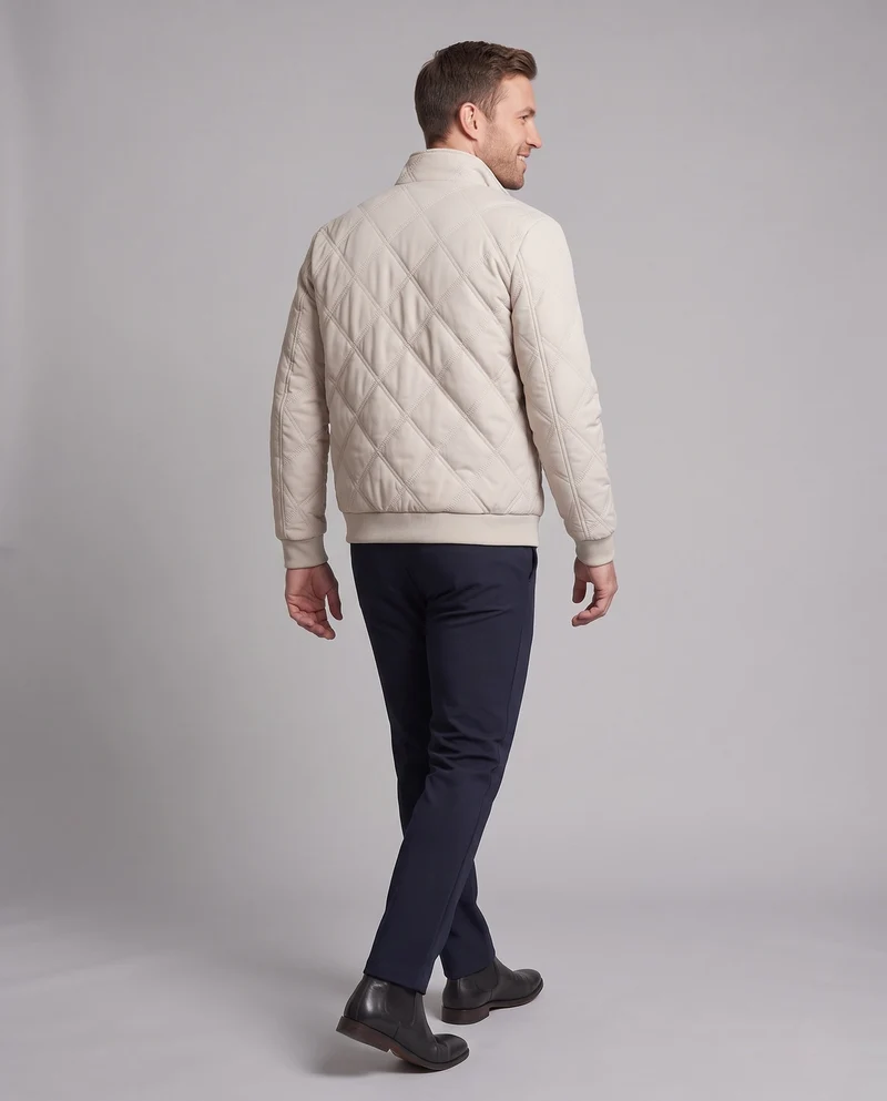 Herren gesteppte Winterjacke mit Teddyfutter, Stehkragen und Reißverschlusstaschen Nord Taschen