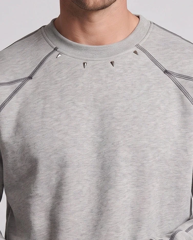 Herren Oversize Sweatshirt mit Kontrastnähten, Raglanärmeln und Rippbündchen Nord Taschen
