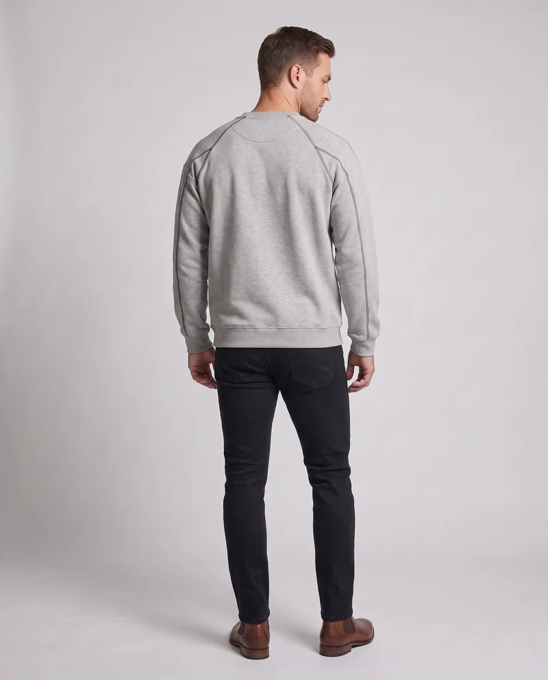 Herren Oversize Sweatshirt mit Kontrastnähten, Raglanärmeln und Rippbündchen Nord Taschen