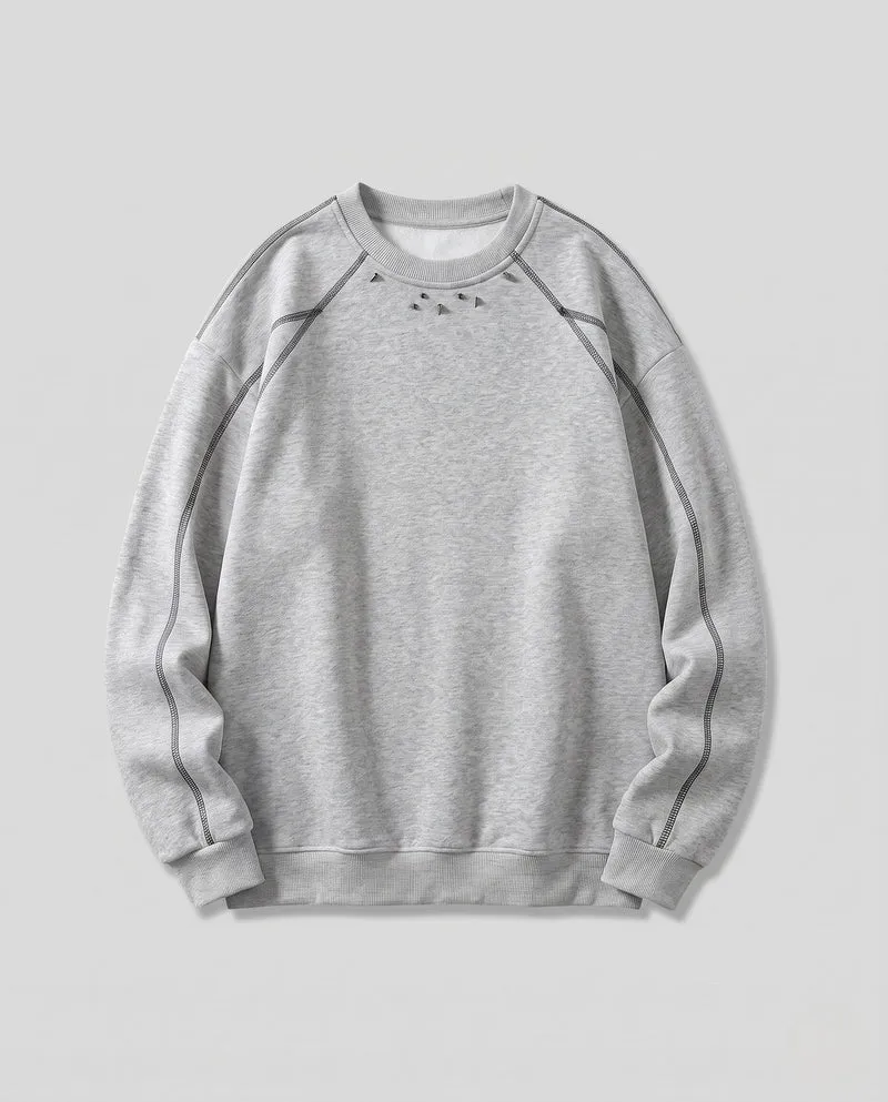 Herren Oversize Sweatshirt mit Kontrastnähten, Raglanärmeln und Rippbündchen Nord Taschen