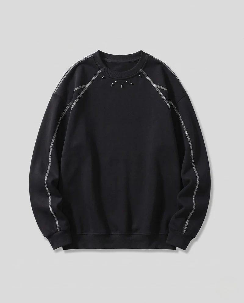Herren Oversize Sweatshirt mit Kontrastnähten, Raglanärmeln und Rippbündchen Nord Taschen