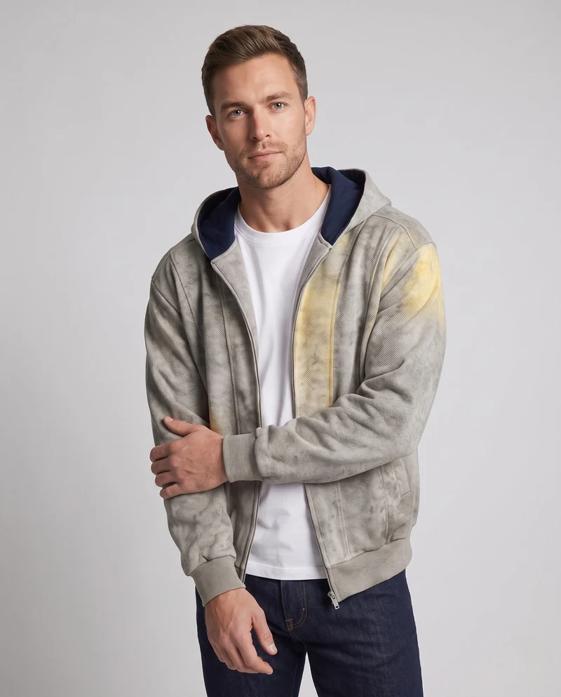 Herren Oversize Wildleder-Look Kapuzen-Bomberjacke mit Vollreißverschluss und seitlichen Taschen Nord Taschen