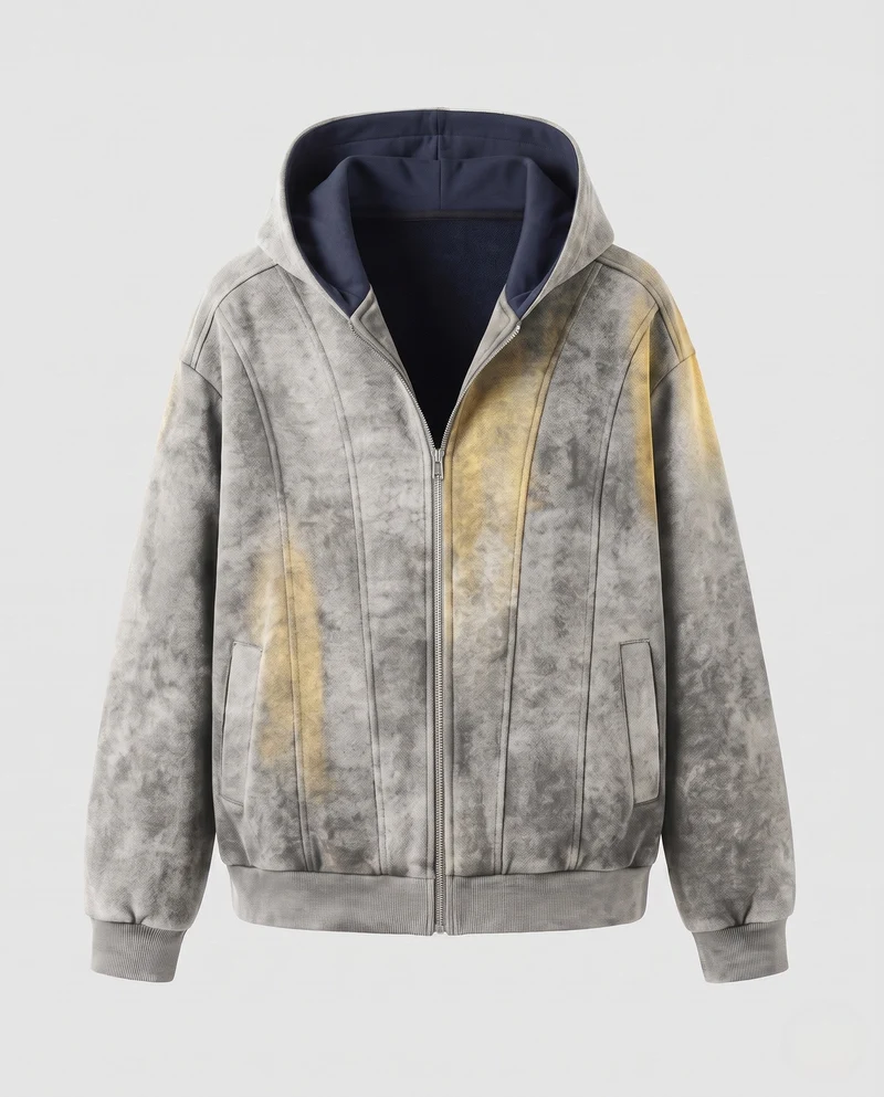 Herren Oversize Wildleder-Look Kapuzen-Bomberjacke mit Vollreißverschluss und seitlichen Taschen Nord Taschen