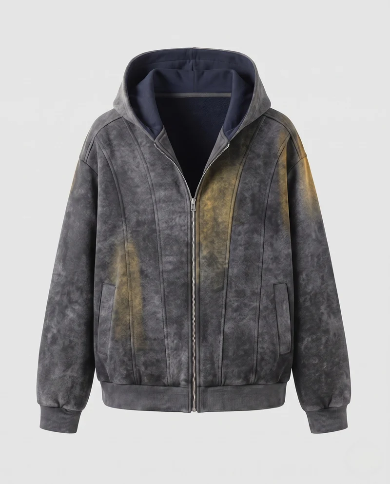 Herren Oversize Wildleder-Look Kapuzen-Bomberjacke mit Vollreißverschluss und seitlichen Taschen Nord Taschen
