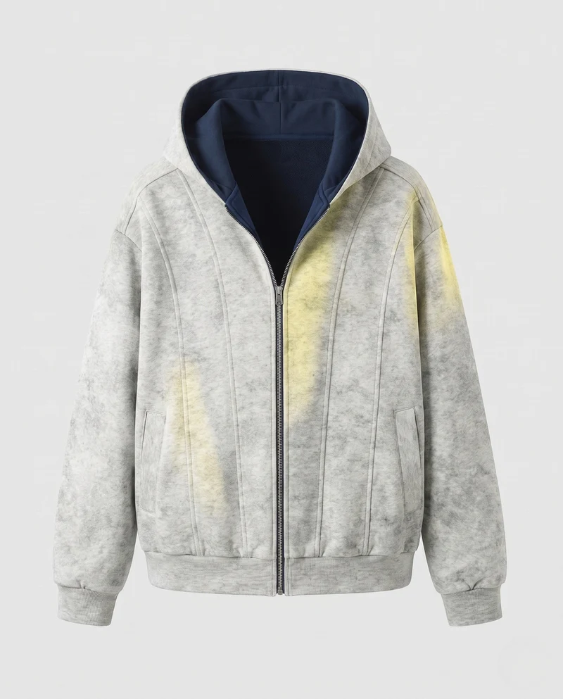 Herren Oversize Wildleder-Look Kapuzen-Bomberjacke mit Vollreißverschluss und seitlichen Taschen Nord Taschen