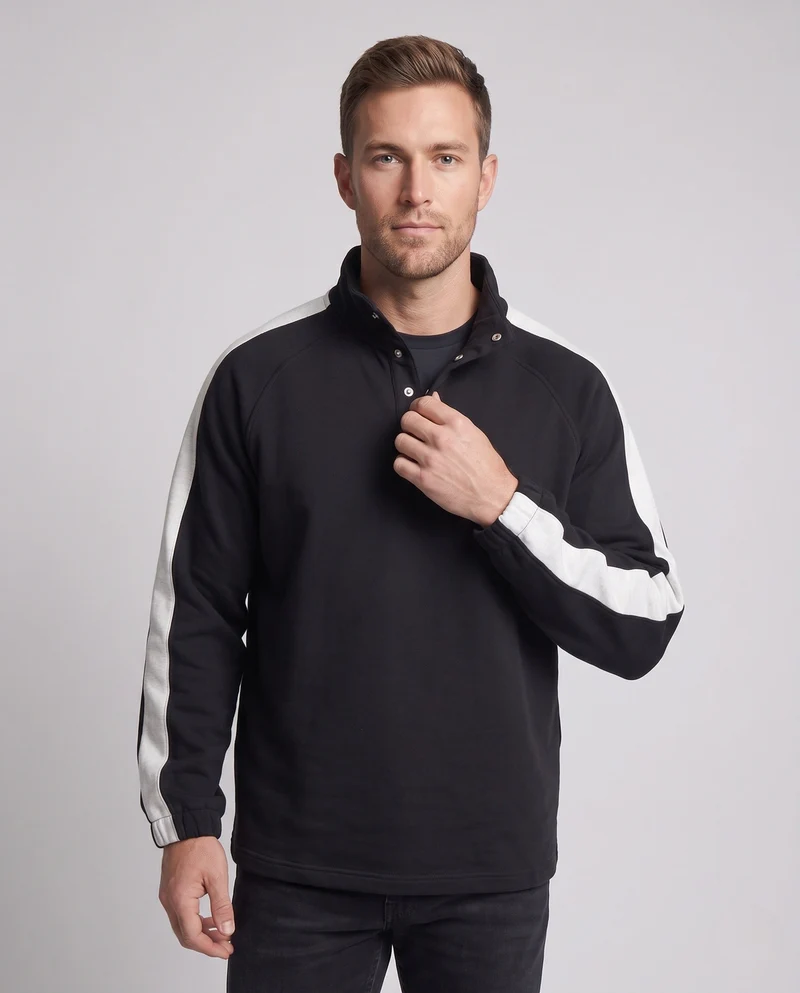 Herren Oversized sweatshirt mit Stehkragen und Druckknopfverschluss Nord Taschen