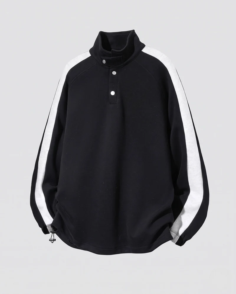 Herren Oversized sweatshirt mit Stehkragen und Druckknopfverschluss Nord Taschen