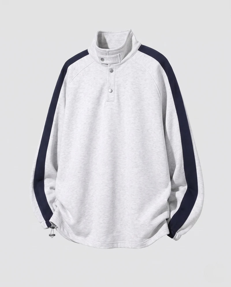 Herren Oversized sweatshirt mit Stehkragen und Druckknopfverschluss Nord Taschen
