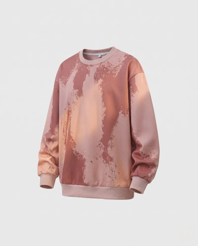 Herren Oversize Sweatshirt mit künstlerischem Sprühdruck & geripptem Saum Nord Taschen