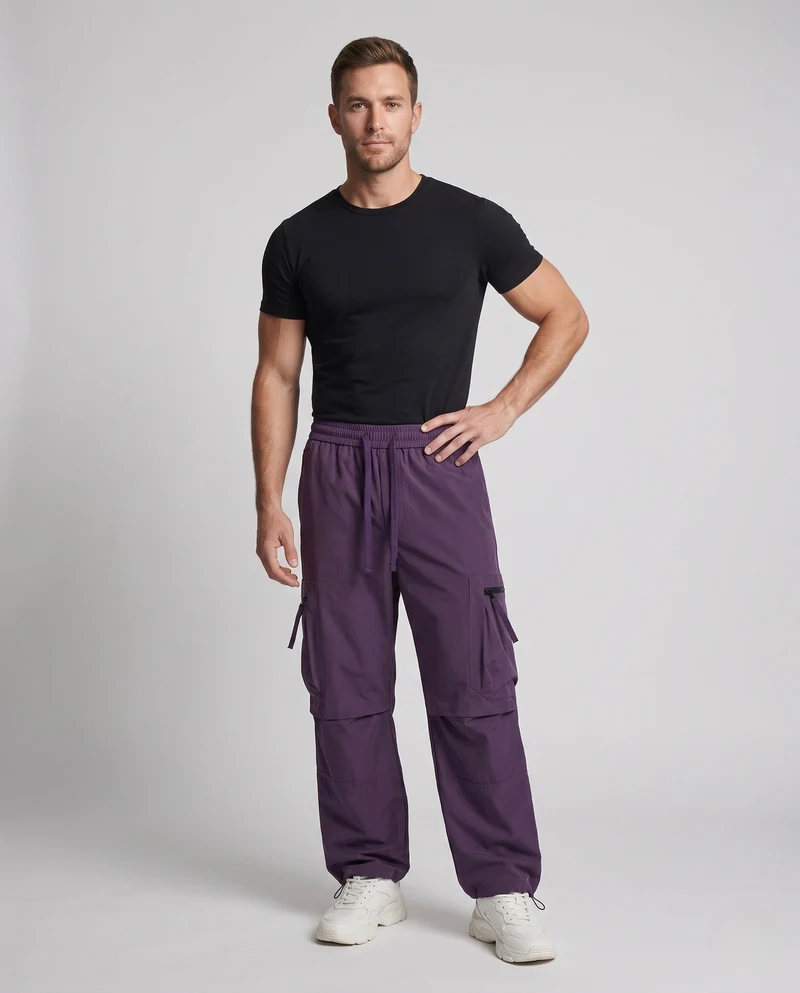 Herren Übergroße Technische Cargo-Hose mit Abnehmbaren Beintaschen & Verstellbarem Saum Nord Taschen