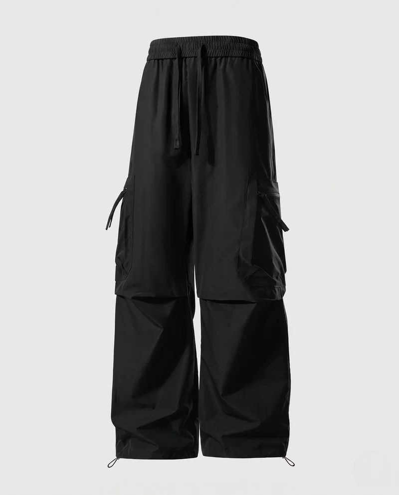 Herren Übergroße Technische Cargo-Hose mit Abnehmbaren Beintaschen & Verstellbarem Saum Nord Taschen