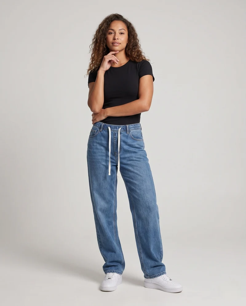 Damen Bequeme Cargo Jeans Nord Taschen