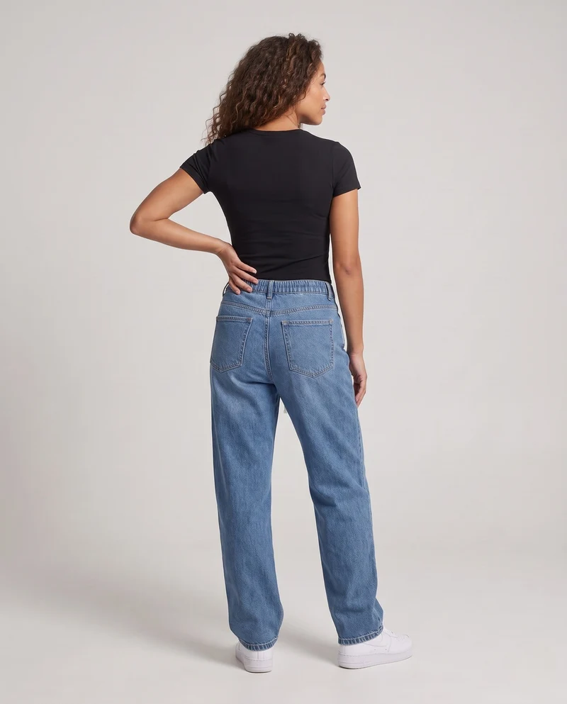 Damen Bequeme Cargo Jeans Nord Taschen