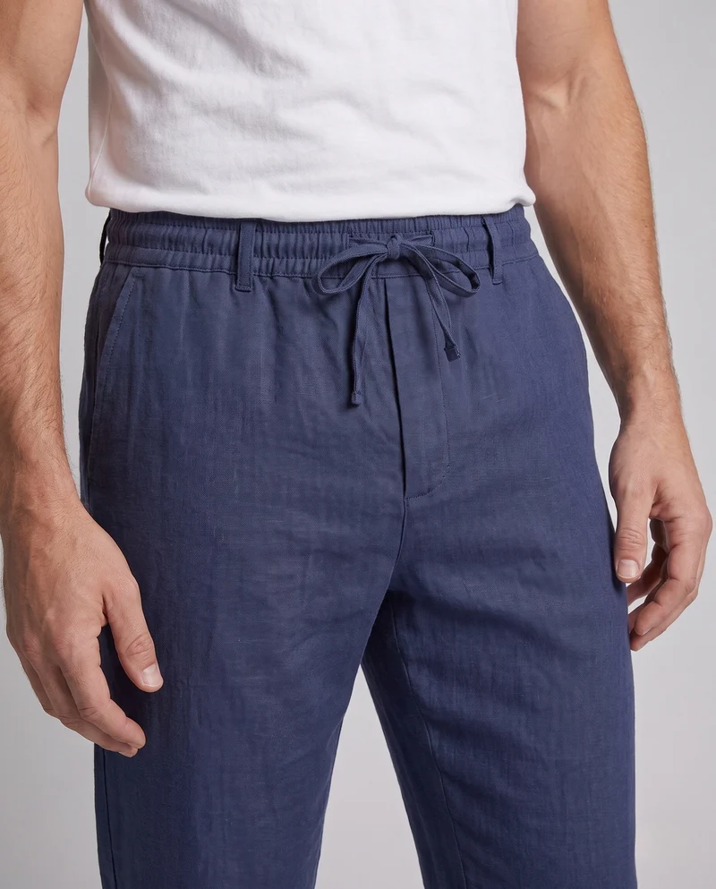 Herren Leichte Leinen Sommerhose mit elastischem Bund und Kordelzug Nord Taschen