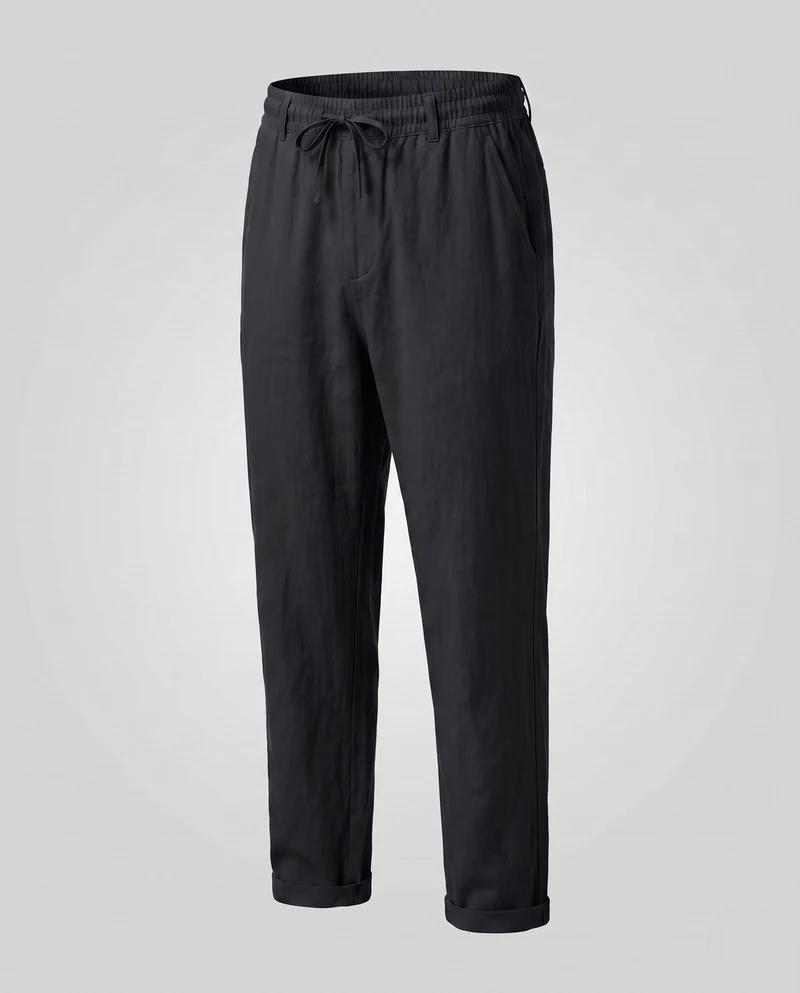 Herren Leichte Leinen Sommerhose mit elastischem Bund und Kordelzug Nord Taschen