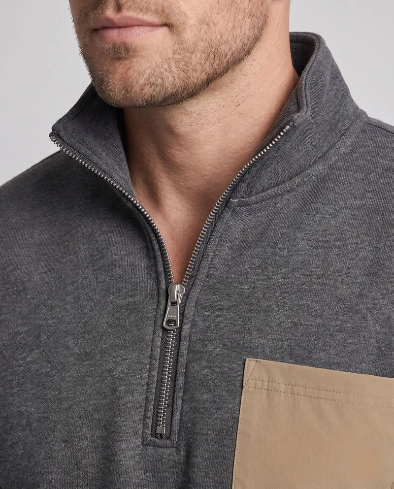 Herren Halb-Zip Sweatshirt mit Stehkragen, Kunstleder-Brusttasche und sportlichem Schnitt Nord Taschen