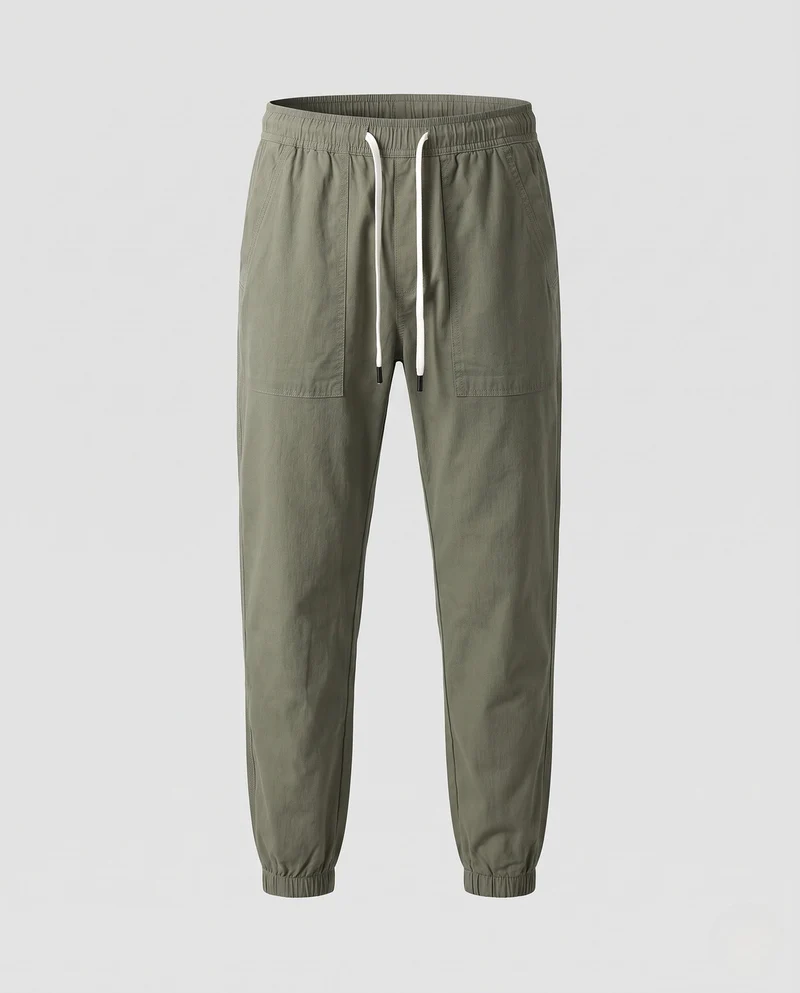 Herren Utility-Jogginghosen aus leichtem Baumwoll-Twill mit elastischem Bund und Kniefalten Nord Taschen