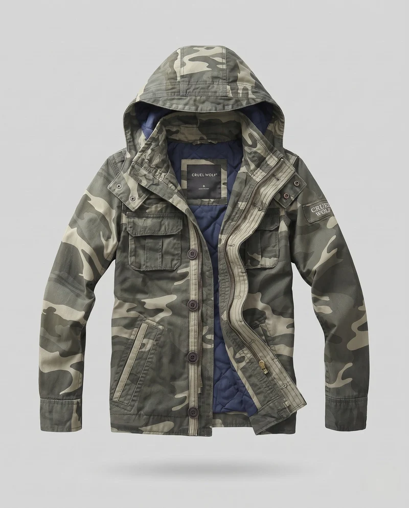 Herren Utility Parka mit Kapuze, gesteppte Fütterung und mehreren Taschen Nord Taschen
