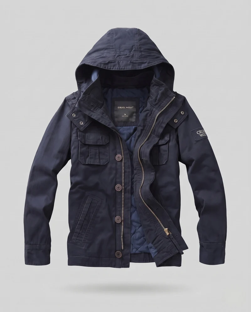 Herren Utility Parka mit Kapuze, gesteppte Fütterung und mehreren Taschen Nord Taschen
