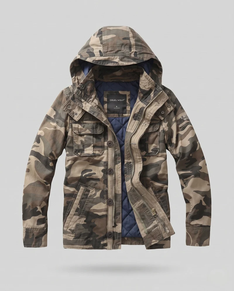Herren Utility Parka mit Kapuze, gesteppte Fütterung und mehreren Taschen Nord Taschen