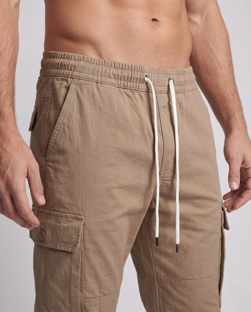 Herren Utility Jogger Cargo-Hose mit Kordelzugbund, Knöchelbereich und applizierten Klapptaschen Nord Taschen