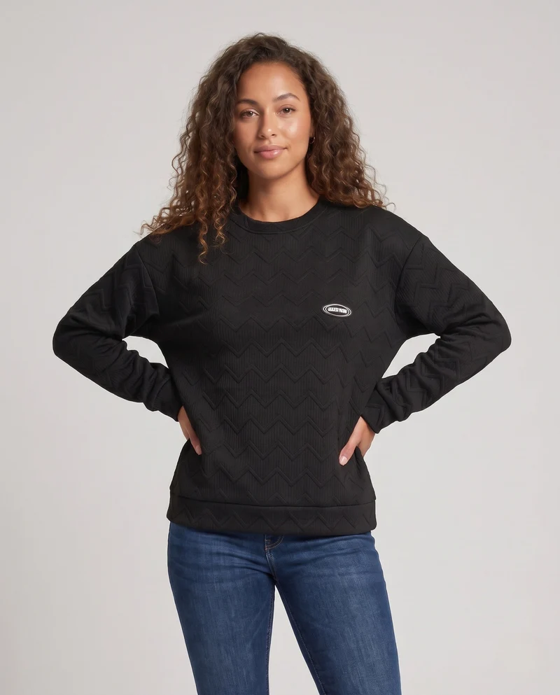 Damen Stylisches Sweatshirt mit Texturiertem Design Nord Taschen