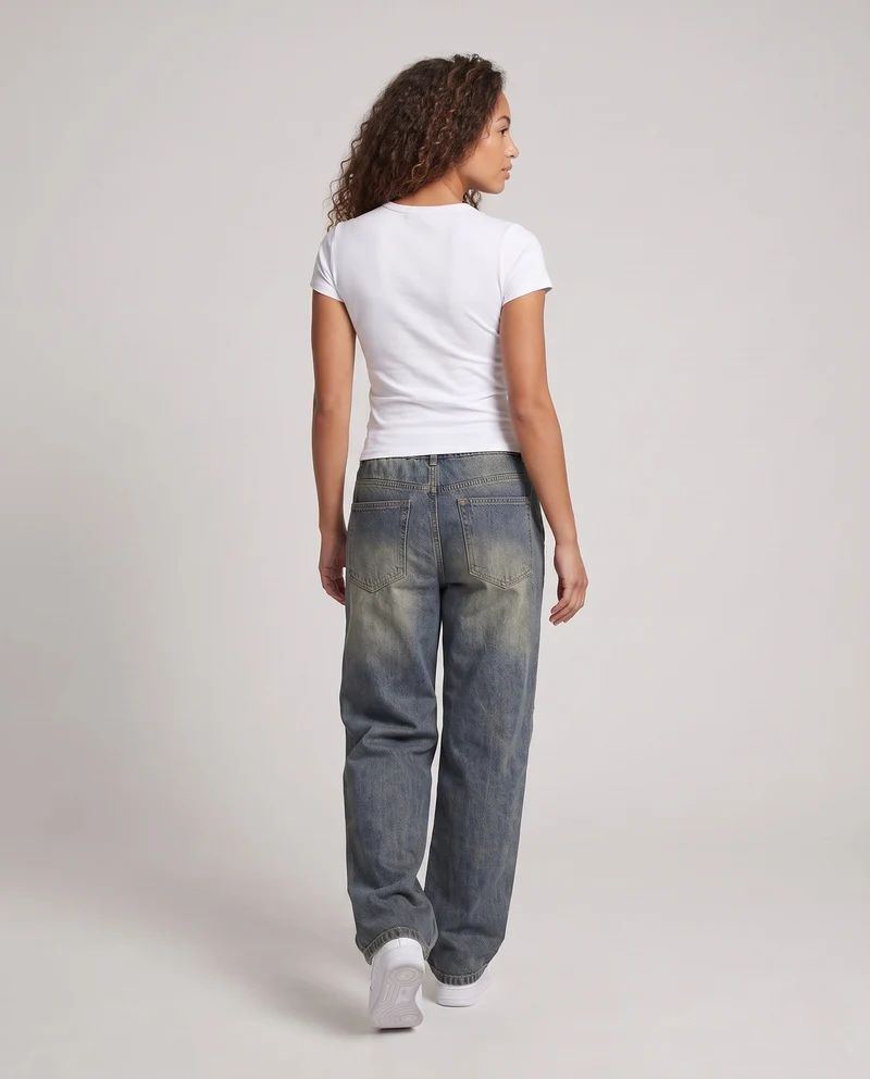 Damen Bequeme Jeans mit Elastischem Bund und Taschen Nord Taschen