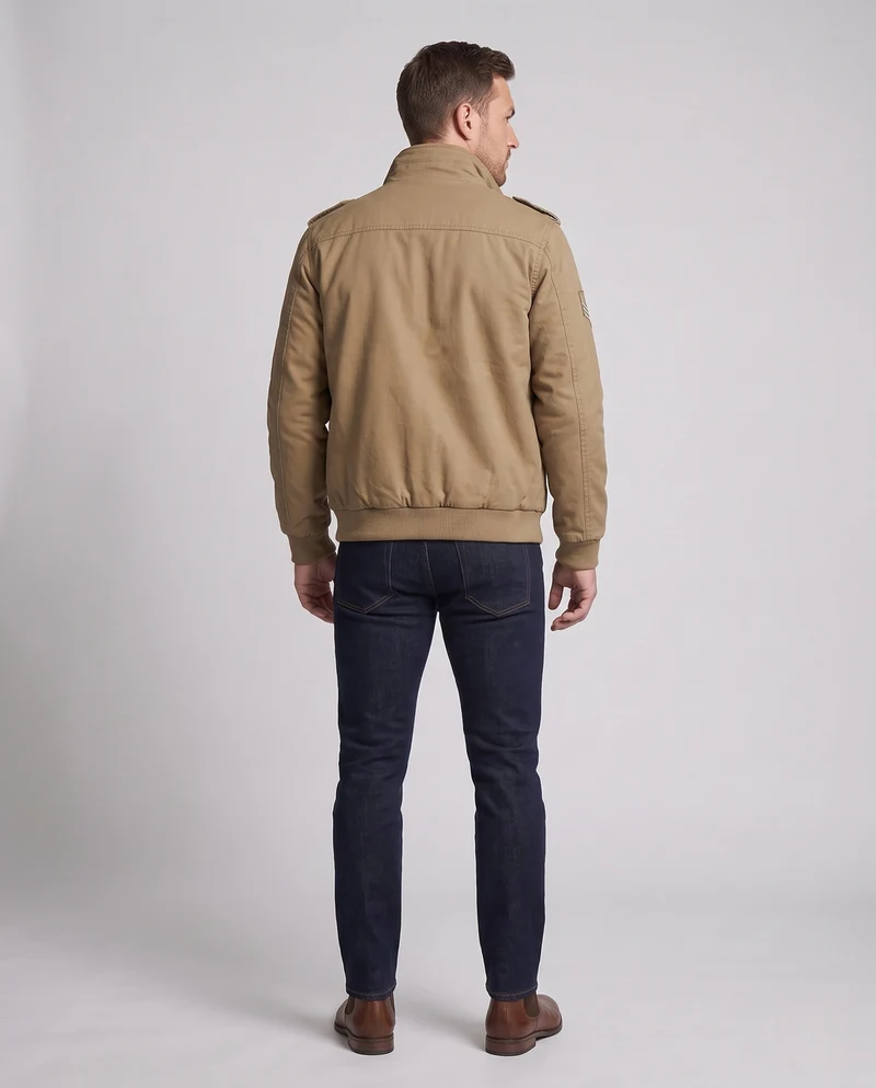 Herren isolierte Feldjacke mit Sherpa-Futter, Utility-Taschen & hohem Stehkragen Nord Taschen