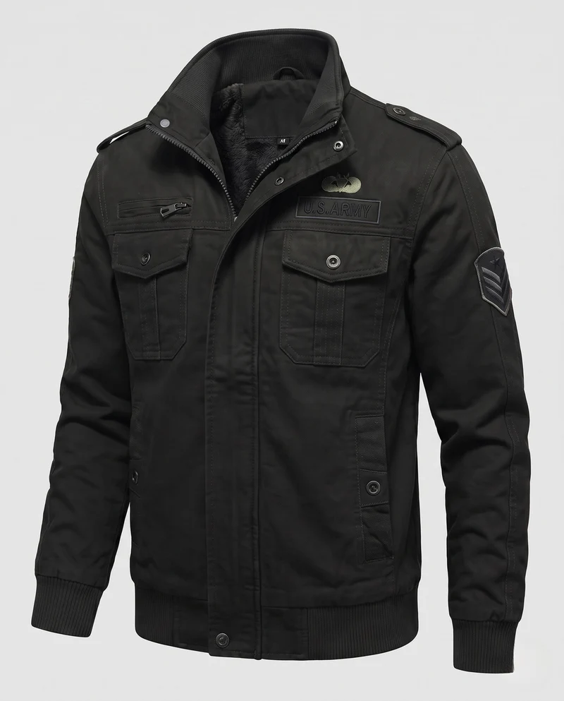 Herren isolierte Feldjacke mit Sherpa-Futter, Utility-Taschen & hohem Stehkragen Nord Taschen