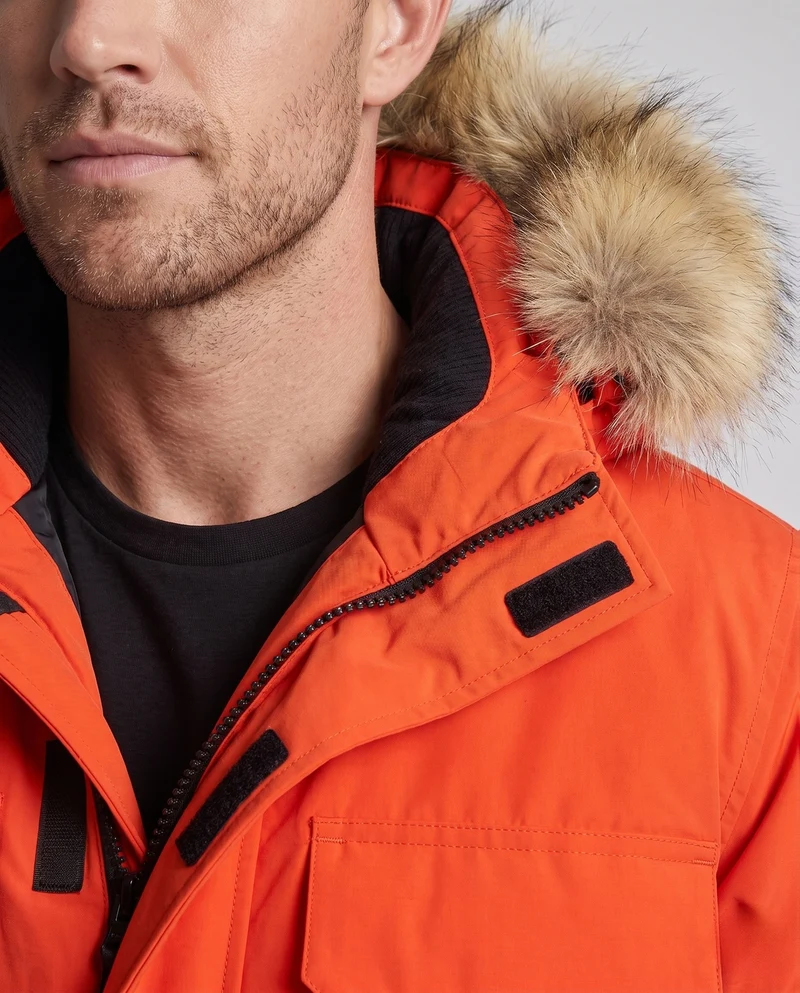 Herren Isolierter Funktionaler Parka mit Kapuze, Kunstfellbesatz & Mehreren Taschen Nord Taschen