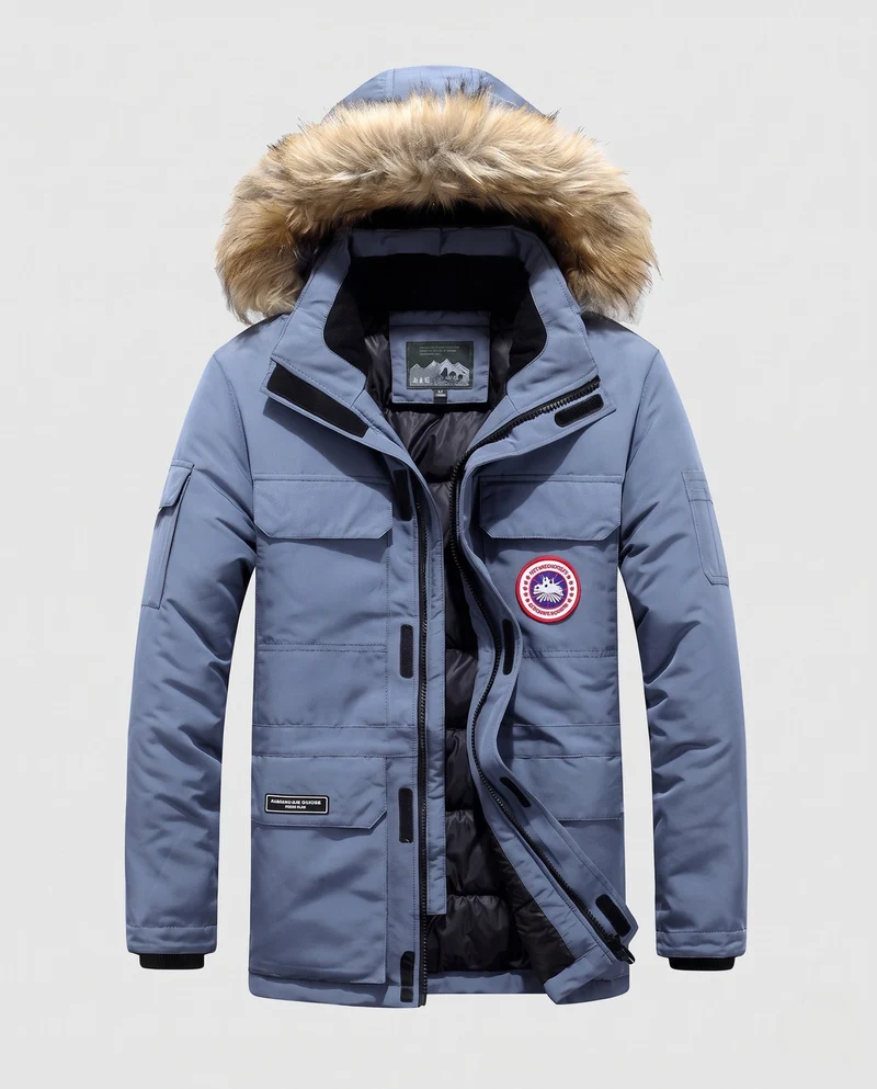 Herren Isolierter Funktionaler Parka mit Kapuze, Kunstfellbesatz & Mehreren Taschen Nord Taschen