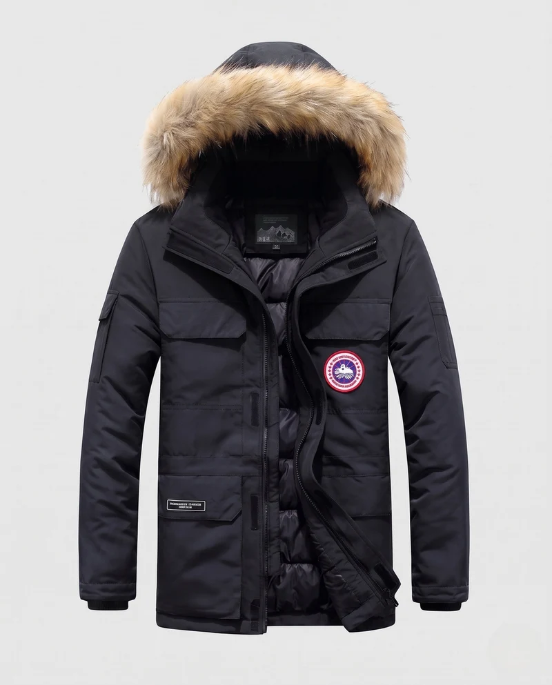 Herren Isolierter Funktionaler Parka mit Kapuze, Kunstfellbesatz & Mehreren Taschen Nord Taschen