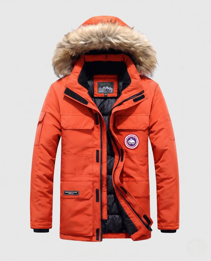 Herren Isolierter Funktionaler Parka mit Kapuze, Kunstfellbesatz & Mehreren Taschen Nord Taschen