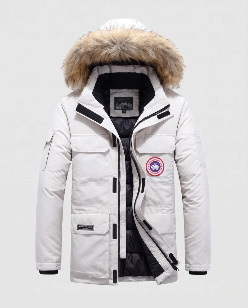 Herren Isolierter Funktionaler Parka mit Kapuze, Kunstfellbesatz & Mehreren Taschen Nord Taschen