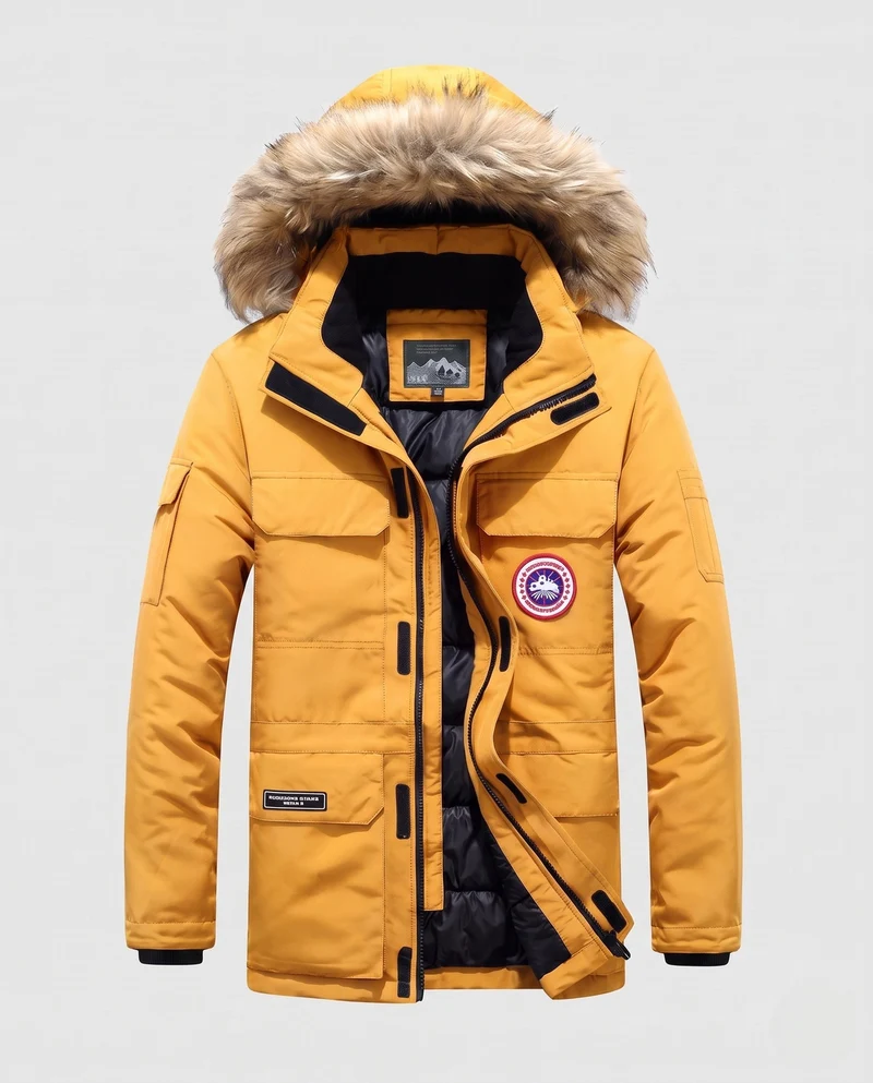 Herren Isolierter Funktionaler Parka mit Kapuze, Kunstfellbesatz & Mehreren Taschen Nord Taschen
