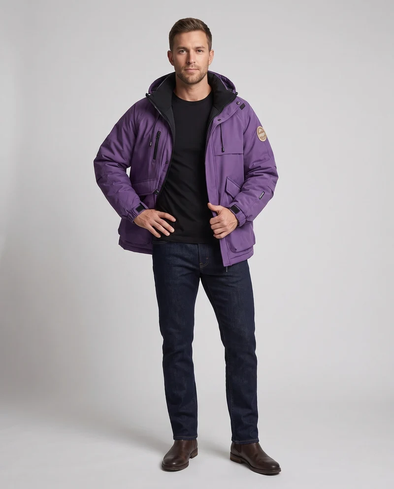 Herren Isolierte Utility Parka Jacke mit Kapuze, Wasserabweisendes Außengewebe & Mehrere Taschen Nord Taschen