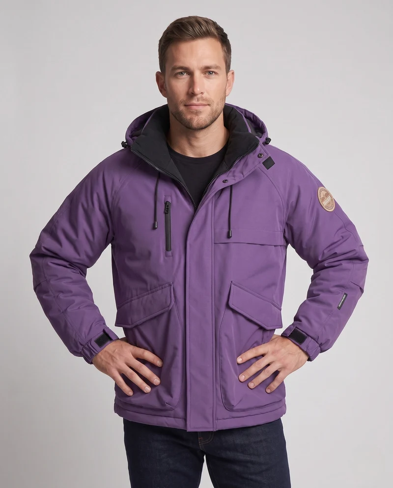 Herren Isolierte Utility Parka Jacke mit Kapuze, Wasserabweisendes Außengewebe & Mehrere Taschen Nord Taschen