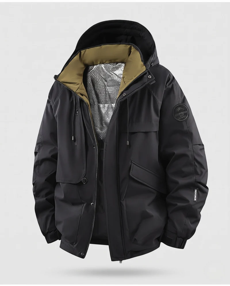 Herren Isolierte Utility Parka Jacke mit Kapuze, Wasserabweisendes Außengewebe & Mehrere Taschen Nord Taschen
