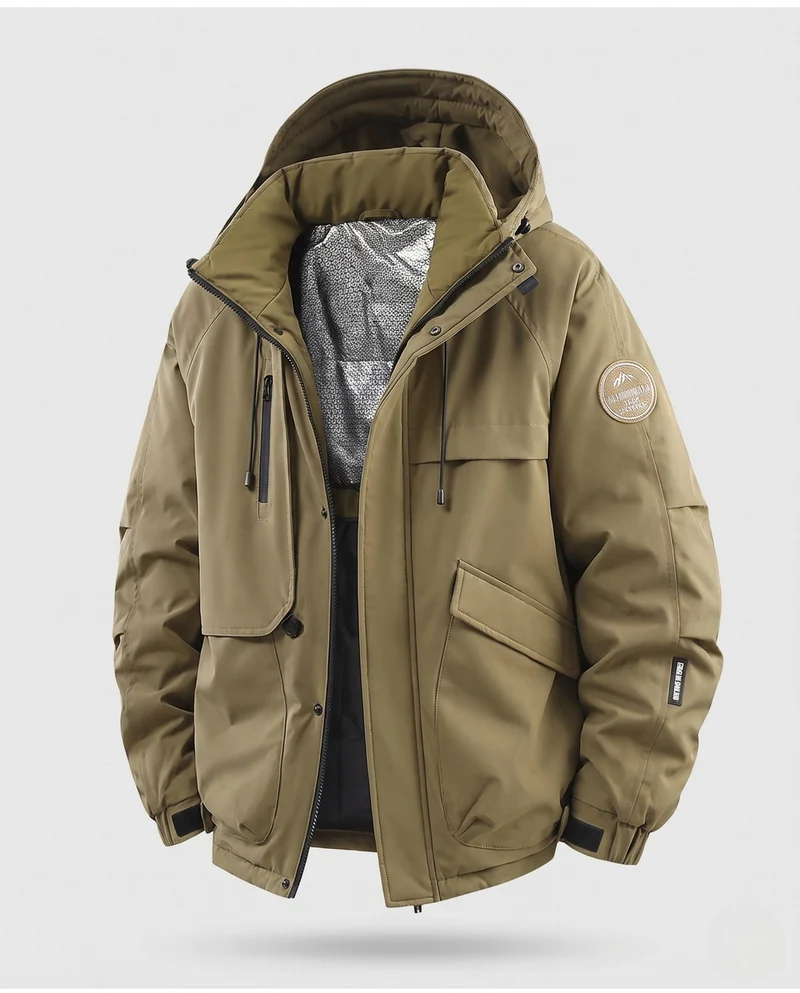 Herren Isolierte Utility Parka Jacke mit Kapuze, Wasserabweisendes Außengewebe & Mehrere Taschen Nord Taschen