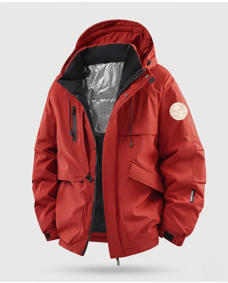 Herren Isolierte Utility Parka Jacke mit Kapuze, Wasserabweisendes Außengewebe & Mehrere Taschen Nord Taschen