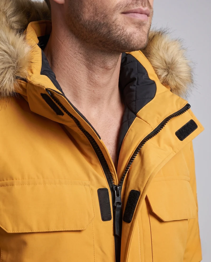 Herren isolierte Parka mit abnehmbarem synthetischem Pelzhut & multifunktionalen Taschen Nord Taschen