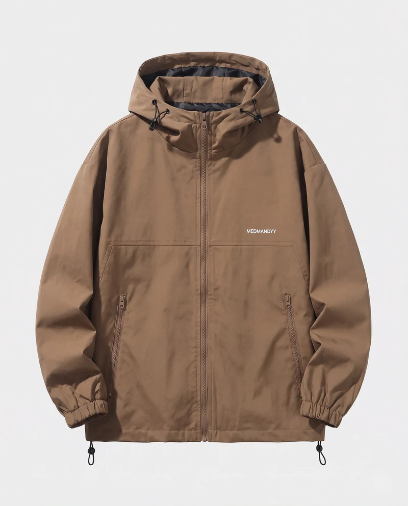 Herren Kapuzen Übergangsjacke aus wind- und wasserabweisendem Canvas mit thermischer Fütterung, Reißverschluss & Saumkordel Nord Taschen