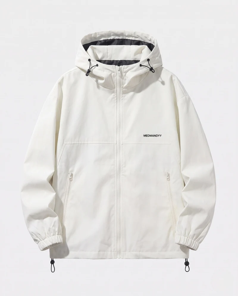 Herren Kapuzen Übergangsjacke aus wind- und wasserabweisendem Canvas mit thermischer Fütterung, Reißverschluss & Saumkordel Nord Taschen