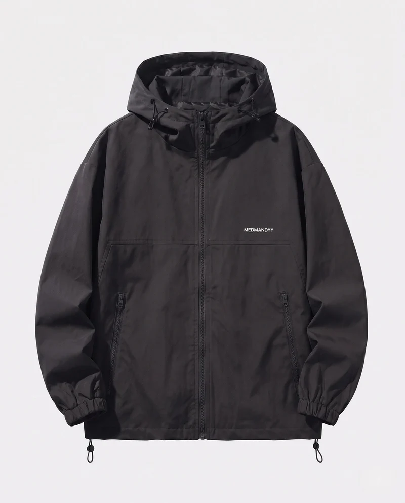 Herren Kapuzen Übergangsjacke aus wind- und wasserabweisendem Canvas mit thermischer Fütterung, Reißverschluss & Saumkordel Nord Taschen