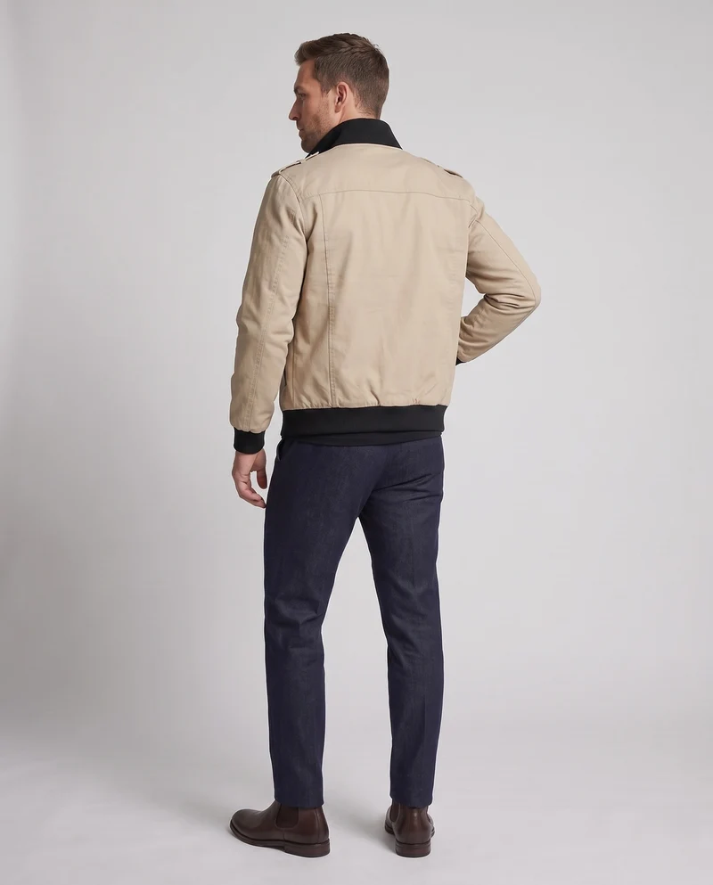 Männer Feldjacke mit Stehkragen, karierter Futter und Schulterklappen Nord Taschen