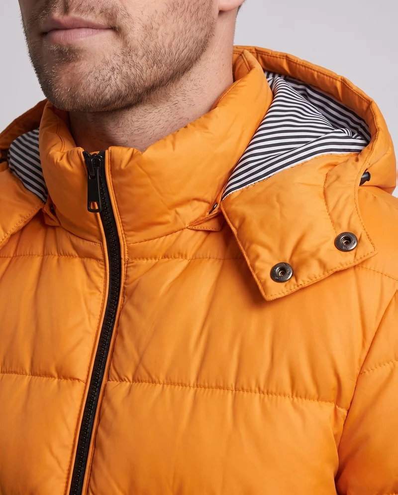 Herren Glänzende Steppjacke mit Kapuze, Gestreiftem Innenfutter & Kontrastreißverschlüssen Nord Taschen