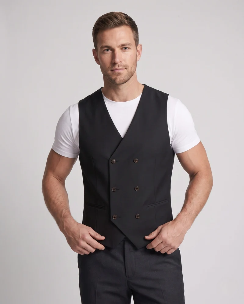 Herren Elegante Doppelreihige Anzugweste Nord Taschen