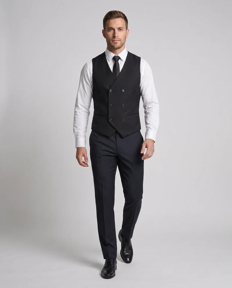 Herren Elegante Doppelreiher-Anzugweste Nord Taschen 1787717955