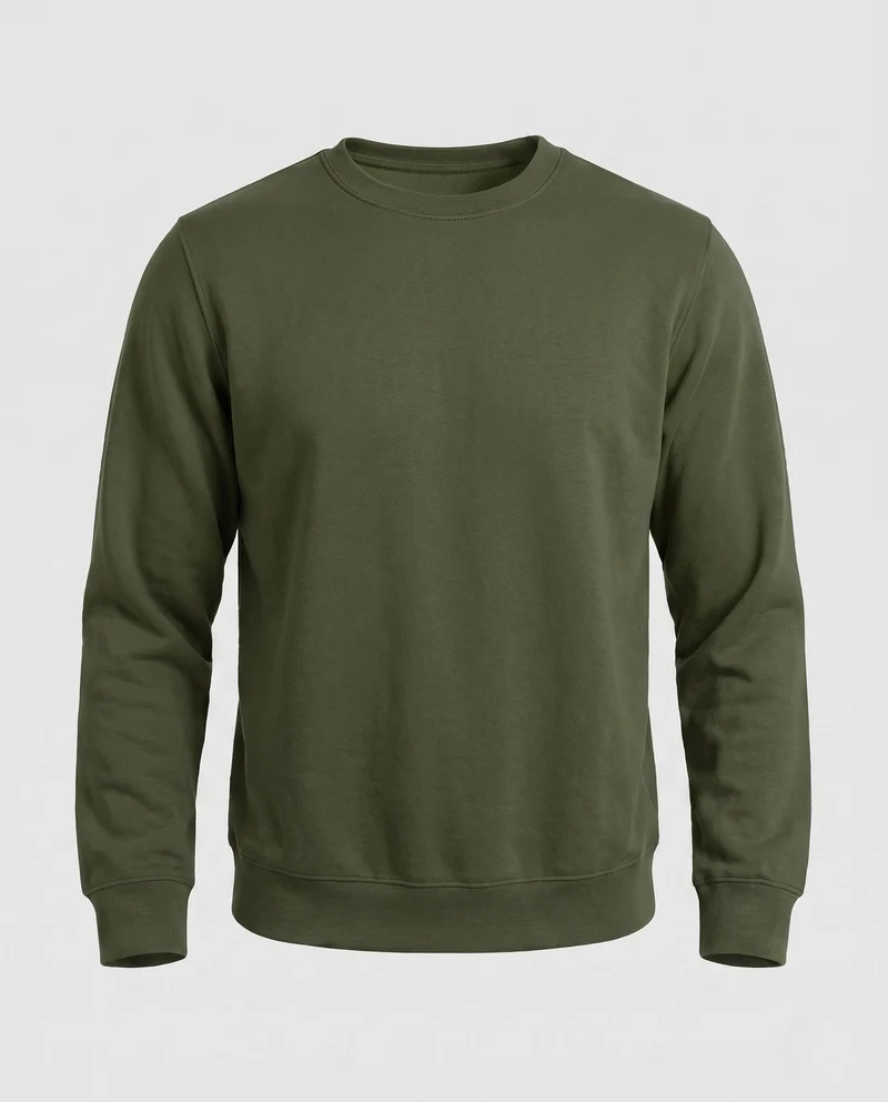 Herren Freizeit Baumwollmischung Rundhals Sweatshirt mit Rippbündchen Nord Taschen
