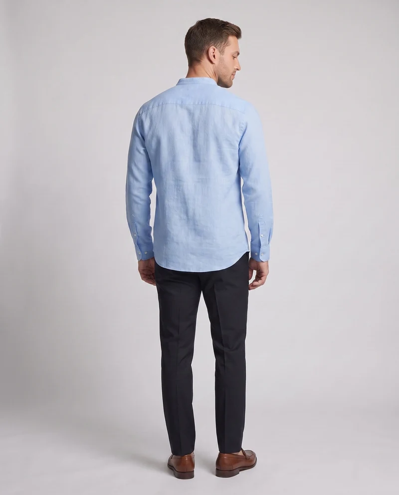 Herren Freizeit Langarm-Henley-Shirt mit kurzem Stehkragen und Brusttasche Nord Taschen